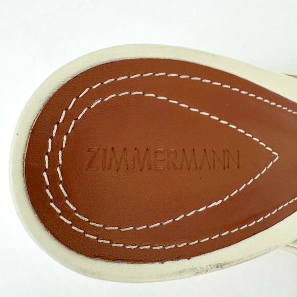 ZIMMERMANN Morrell 85mm Leather Gleam Mule Sandals Shoes in Almond Sz. 40/US9 - Picture 11 of 14